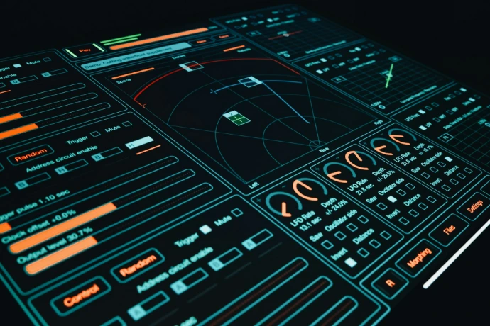 A close up of a control panel in a dark room